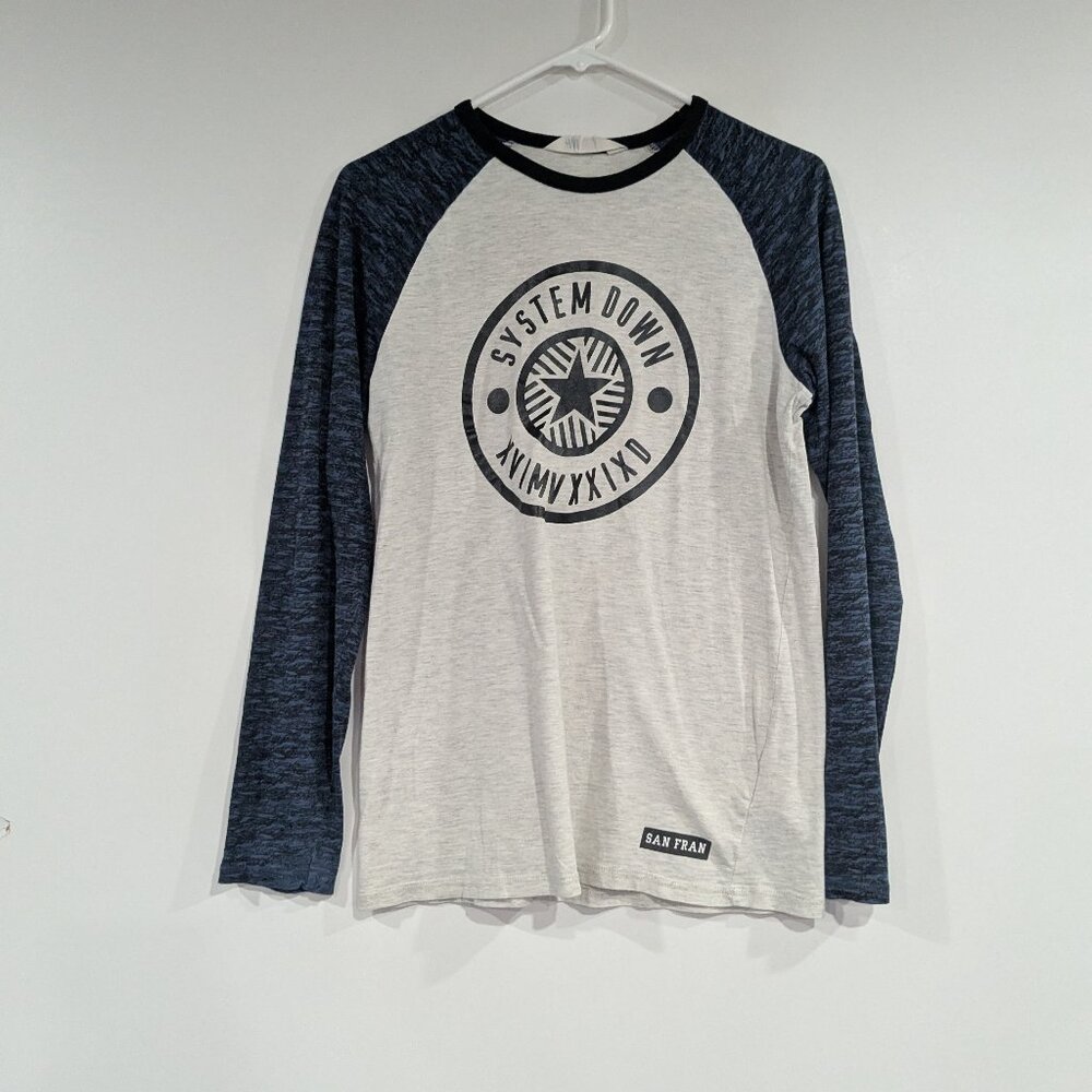 H&M System of a Down Long Sleeve Baseball Band Tee Grey Size 14